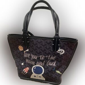 Small Girls Tote “To the Moon and Back” Graffiti Print Bag, Fashiononista